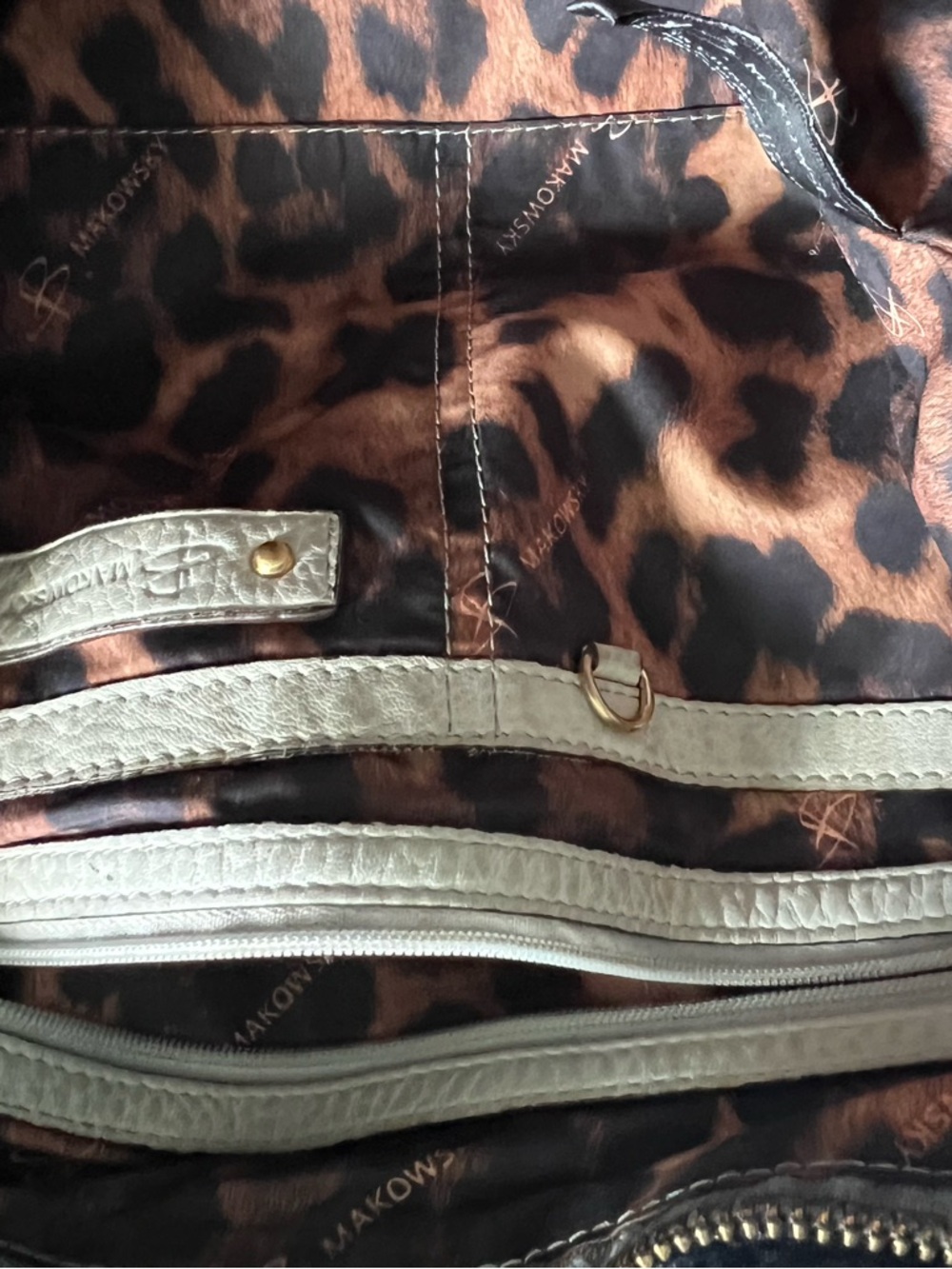 b. makowsky Navy Leather Shoulder Bag with Gold Hardware Accents - Picture 5 of 5